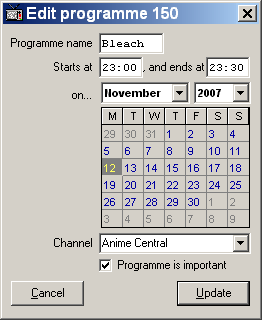 TeleGuide programme editor.
