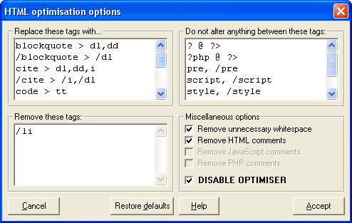 Setting up the optimiser.